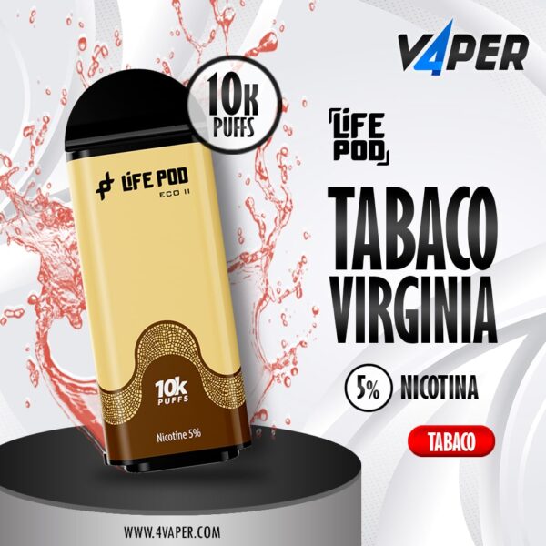 Life Pod Eco II Cartucho Tobacco Virginia 5% (10,000 Puffs) - 4vaper.com