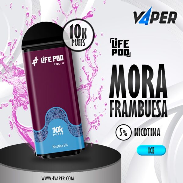 Life Pod Eco II Cartucho BlackBerry Ice 5% (Prefilled 10,000 Puffs) - 4vaper.com