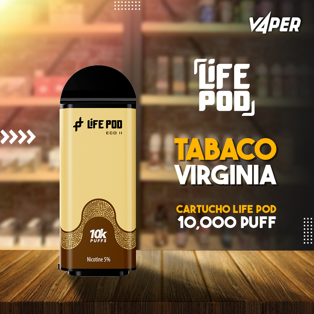 Life Pod Eco II Cartucho Tobacco Virginia 5% (Prefilled 10,000 Puffs) 4vaper.com