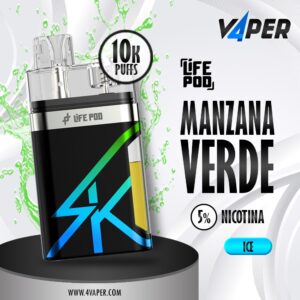 Life Pod SK Disposable 5% 14 Ml (10k Puff) - Green Apple Frost - 4vaper.com