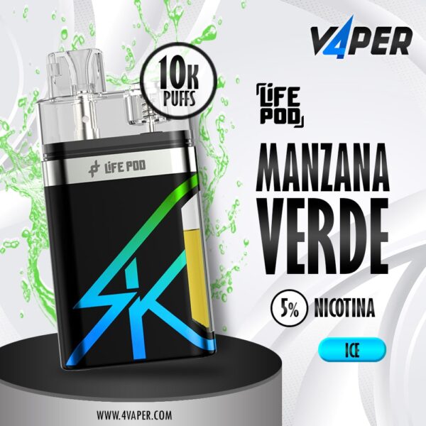 Life Pod SK Disposable 5% 14 Ml (10k Puff) - Green Apple Frost - 4vaper.com