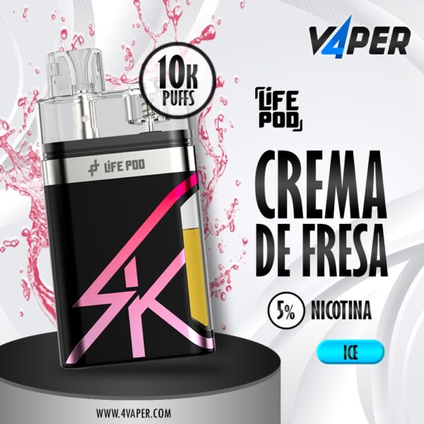 Life Pod SK Disposable 5% 14 Ml (10k Puff)- Strawberry Ice Cream - 4vaper.com