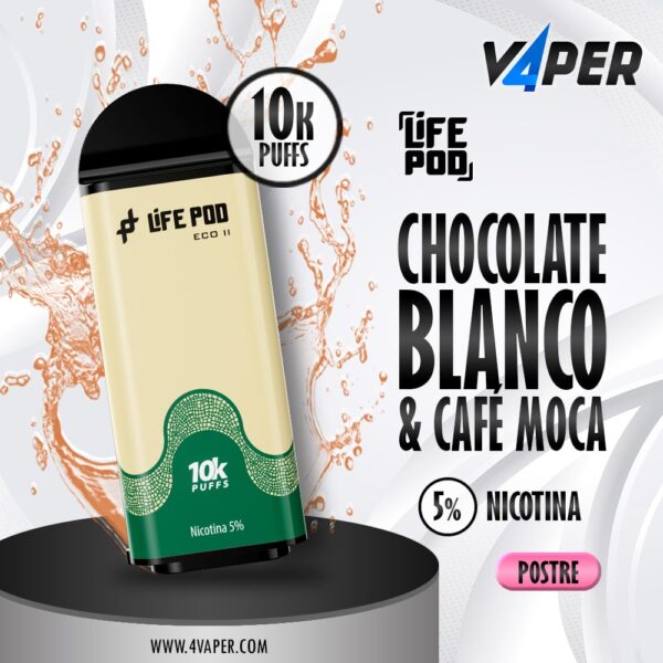 Life Pod Eco II Cartucho White Chocolate mocha 5% (10,000 Puffs) - 4vaper.com